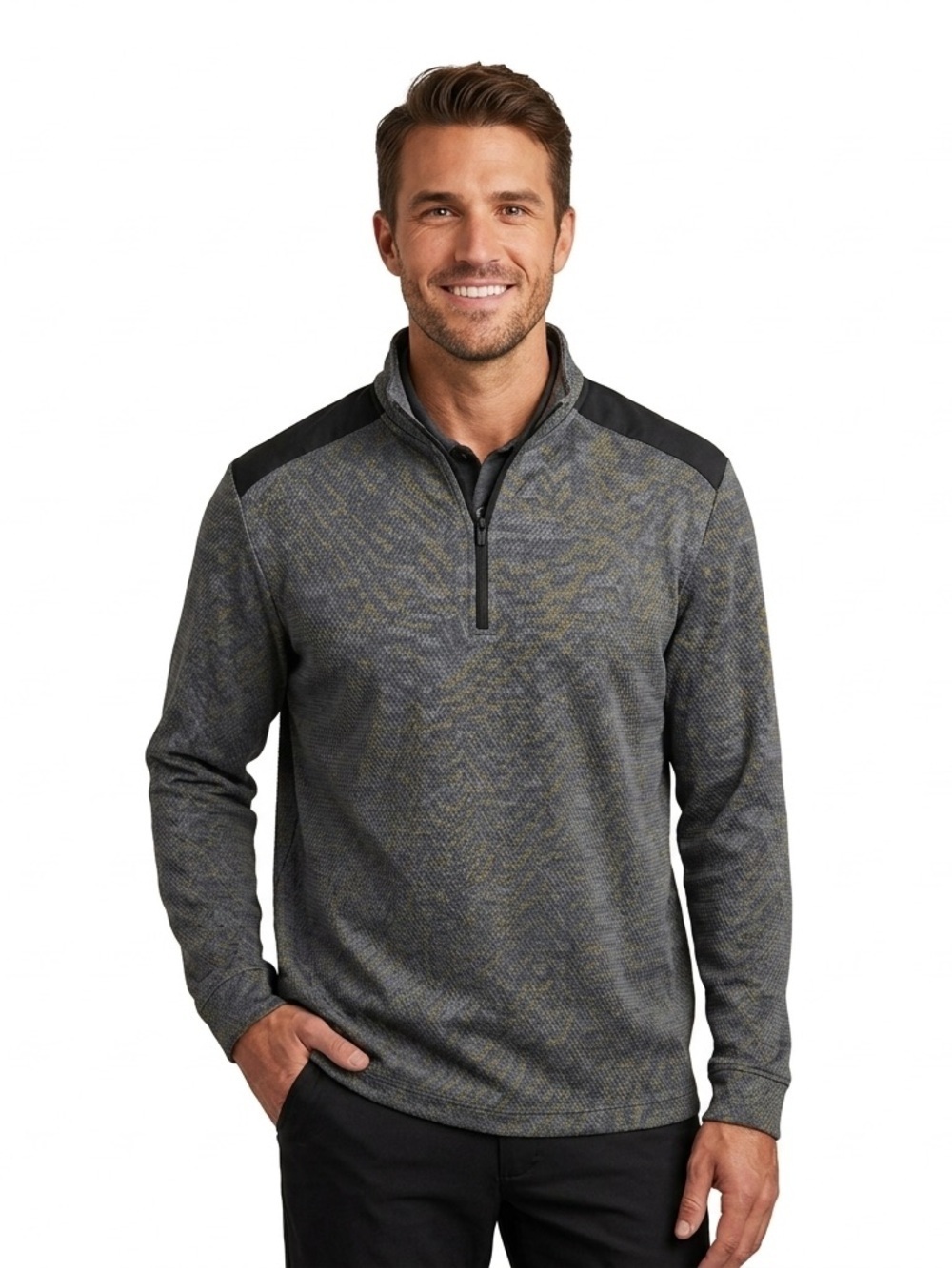 Hogan Gray and Black 1/4 zip Men's Shirt